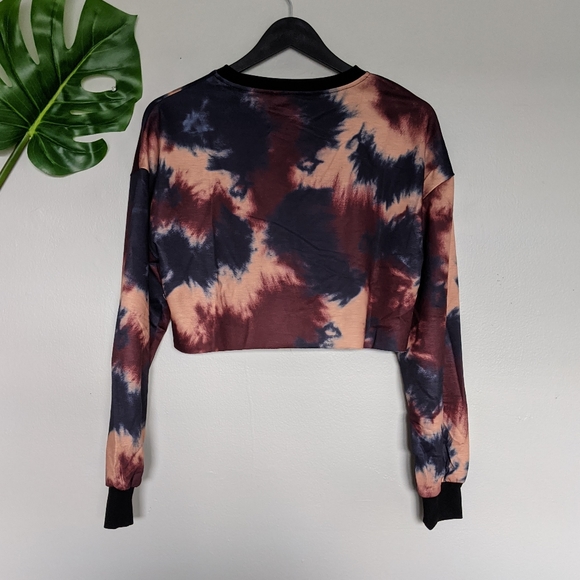 90s baby bleached tie dye graphic cropped sweater - Picture 2 of 7